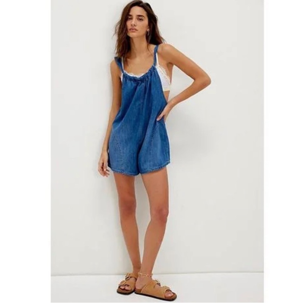 We The Free Blue Denim Romper